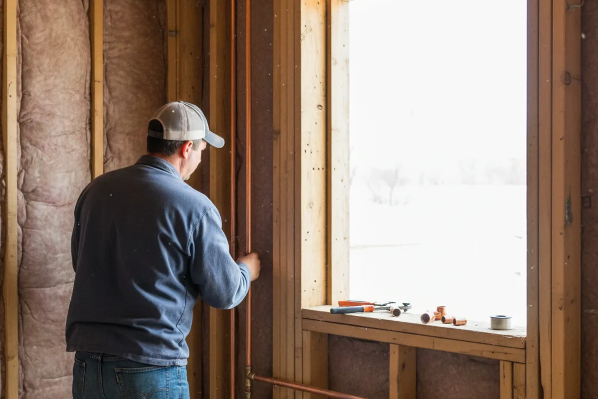 Licensed plumber running new copper supply lines in a Accident home