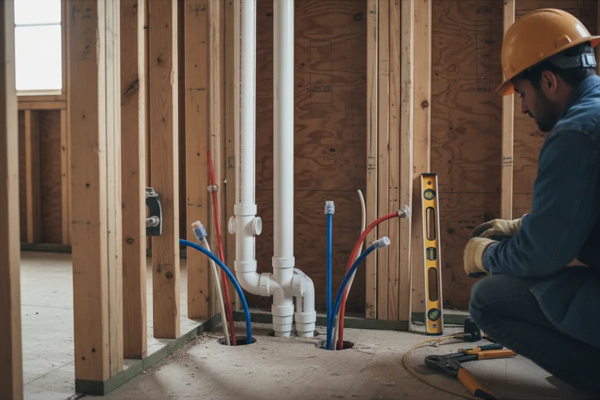 Drain and supply rough-in during Leak Detection in Accident